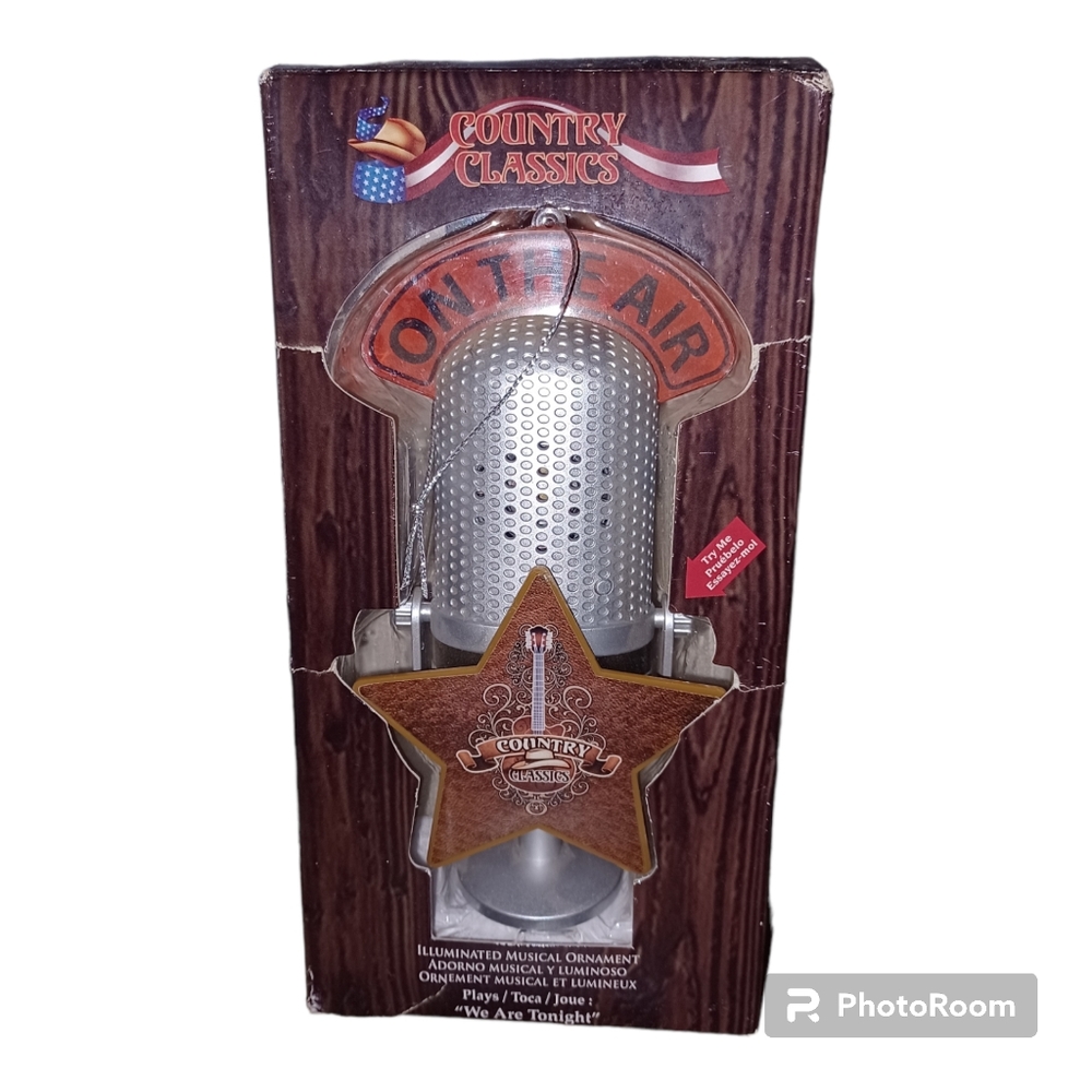 Country Classics Musical Microphone Ornament Illuminated Plays "We Are Tonight"